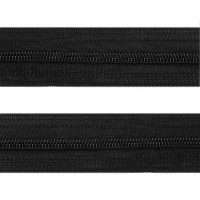 Рулонная молния с покрытием PVC спираль тип 3 (упак.270м) -черная с полосой СВО - купить в Сыктывкаре. Цена: 12.74 руб.
