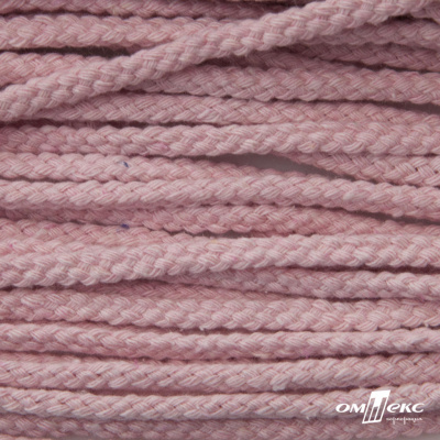 Шнур плетеный d-6 мм круглый, 70% хлопок 30% полиэстер, уп.90+/-1 м, цв.1087-розовый - купить в Сыктывкаре. Цена: 588 руб.