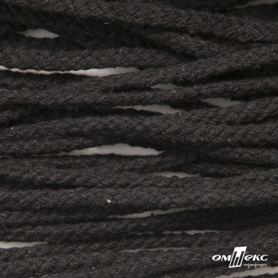 Шнур плетеный d-6 мм круглый, 70% хлопок 30% полиэстер, уп.90+/-1 м, цв.1078-черный - купить в Сыктывкаре. Цена: 588 руб.