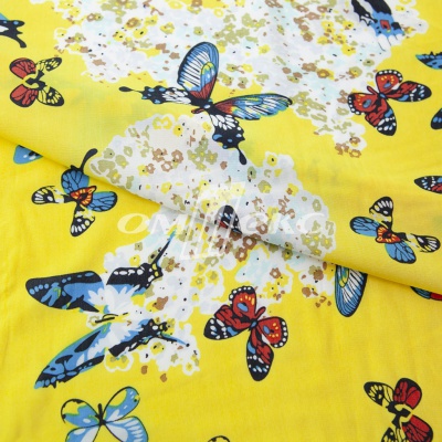 Плательная ткань "Софи" 7.2, 75 гр/м2, шир.150 см, принт бабочки - купить в Сыктывкаре. Цена 241.49 руб.