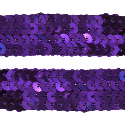 Тесьма с пайетками 12, шир. 20 мм/уп. 25+/-1 м, цвет фиолет - купить в Сыктывкаре. Цена: 778.19 руб.