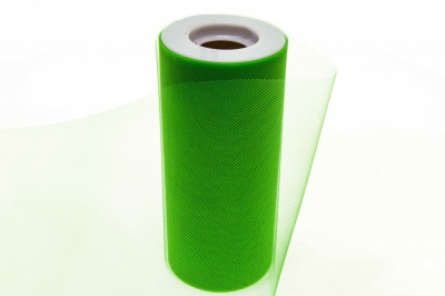 Фатин в шпульках 16-146, 10 гр/м2, шир. 15 см (в нам. 25+/-1 м), цвет зелёный - купить в Сыктывкаре. Цена: 100.69 руб.