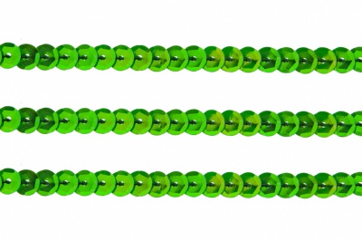 Пайетки "ОмТекс" на нитях, CREAM, 6 мм С / упак.73+/-1м, цв. 94 - зеленый - купить в Сыктывкаре. Цена: 297.48 руб.