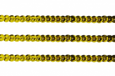 Пайетки "ОмТекс" на нитях, SILVER-BASE, 6 мм С / упак.73+/-1м, цв. А-1 - т.золото - купить в Сыктывкаре. Цена: 468.37 руб.
