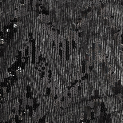 Трикотажное полотно с пайетками, шир.130 см, #311-бахрома чёрная - купить в Сыктывкаре. Цена 1 183.35 руб.