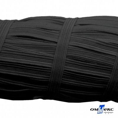 Резиновые нити с текстильным покрытием, шир. 6 мм (55 м/уп), цв.-черный - купить в Сыктывкаре. Цена: 210.75 руб.