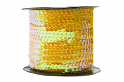 Пайетки "ОмТекс" на нитях, CREAM, 6 мм С / упак.73+/-1м, цв. 92 - золото - купить в Сыктывкаре. Цена: 484.77 руб.