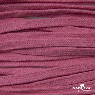 Шнур плетеный d-8 мм плоский, 70% хлопок 30% полиэстер, уп.85+/-1 м, цв.1029-розовый - купить в Сыктывкаре. Цена: 735 руб.