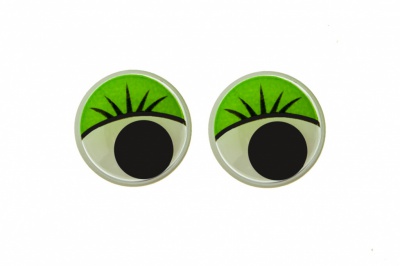Глазки для игрушек, круглые, с бегающими зрачками, 15 мм/упак.50+/-2 шт, цв. -зеленый - купить в Сыктывкаре. Цена: 113.01 руб.