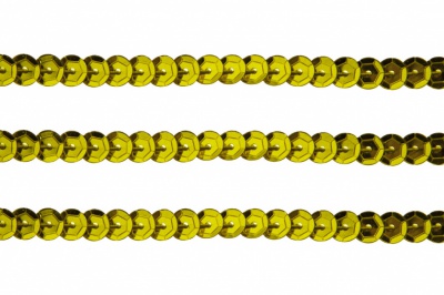 Пайетки "ОмТекс" на нитях, SILVER-BASE, 6 мм С / упак.73+/-1м, цв. 7 - св.золото - купить в Сыктывкаре. Цена: 468.37 руб.