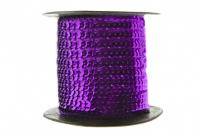 Пайетки "ОмТекс" на нитях, SILVER-BASE, 6 мм С / упак.73+/-1м, цв. 12 - фиолет - купить в Сыктывкаре. Цена: 300.55 руб.