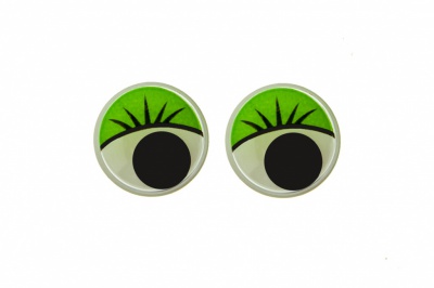 Глазки для игрушек, круглые, с бегающими зрачками, 12 мм/упак.50+/-2 шт, цв. -зеленый - купить в Сыктывкаре. Цена: 96.01 руб.