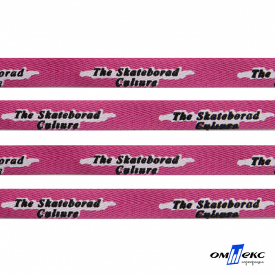 Тесьма отделочная (киперная) 10 мм, 100% хлопок,"THE SKATEBOARD CULIURE"(45 м) цв.121-26 -яр.розовый - купить в Сыктывкаре. Цена: 850.62 руб.