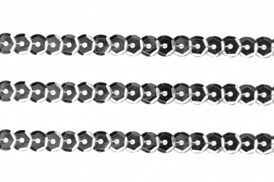Пайетки "ОмТекс" на нитях, SILVER-BASE, 6 мм С / упак.73+/-1м, цв. 1 - серебро - купить в Сыктывкаре. Цена: 468.37 руб.