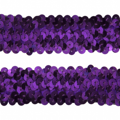 Тесьма с пайетками 12, шир. 30 мм/уп. 25+/-1 м, цвет фиолет - купить в Сыктывкаре. Цена: 1 098.48 руб.
