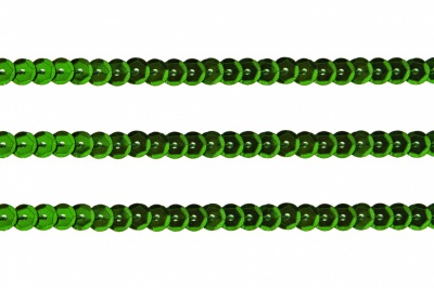 Пайетки "ОмТекс" на нитях, SILVER-BASE, 6 мм С / упак.73+/-1м, цв. 4 - зеленый - купить в Сыктывкаре. Цена: 484.77 руб.