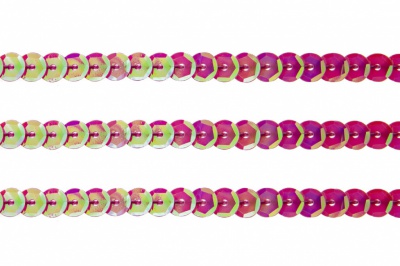 Пайетки "ОмТекс" на нитях, CREAM, 6 мм С / упак.73+/-1м, цв. 89 - розовый - купить в Сыктывкаре. Цена: 468.37 руб.
