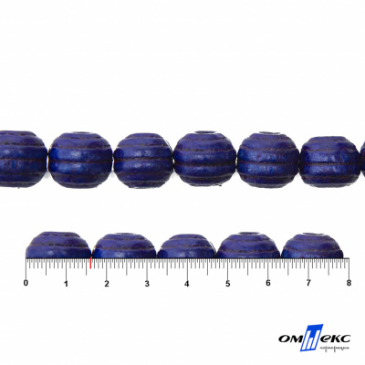 0309-Бусины деревянные "ОмТекс", 16 мм, упак.50+/-3шт, цв.006-синий - купить в Сыктывкаре. Цена: 62.22 руб.