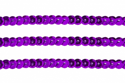 Пайетки "ОмТекс" на нитях, SILVER-BASE, 6 мм С / упак.73+/-1м, цв. 12 - фиолет - купить в Сыктывкаре. Цена: 300.55 руб.